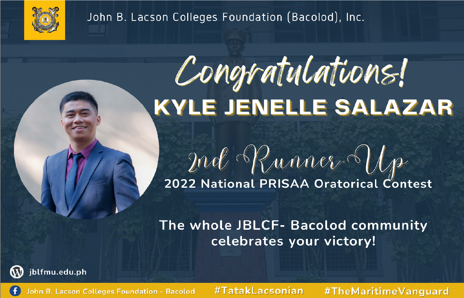 Salazar, Kyle Jenelle emerged as 2nd-Runner Up during the Virtual 2022 National PRISAA Oratorical Contest