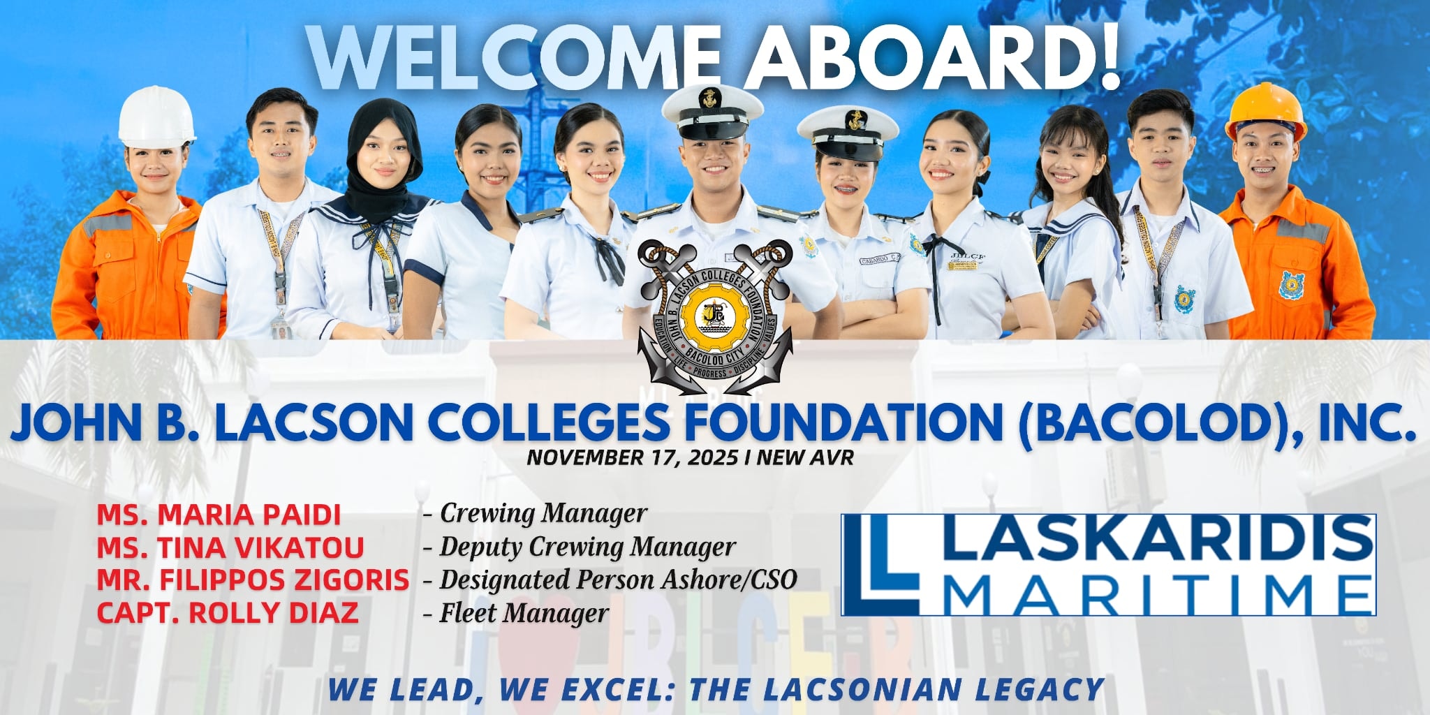 JBLCFโBacolod Welcomes a New Global Partner: LASKARIDIS Maritime Visits the Campus