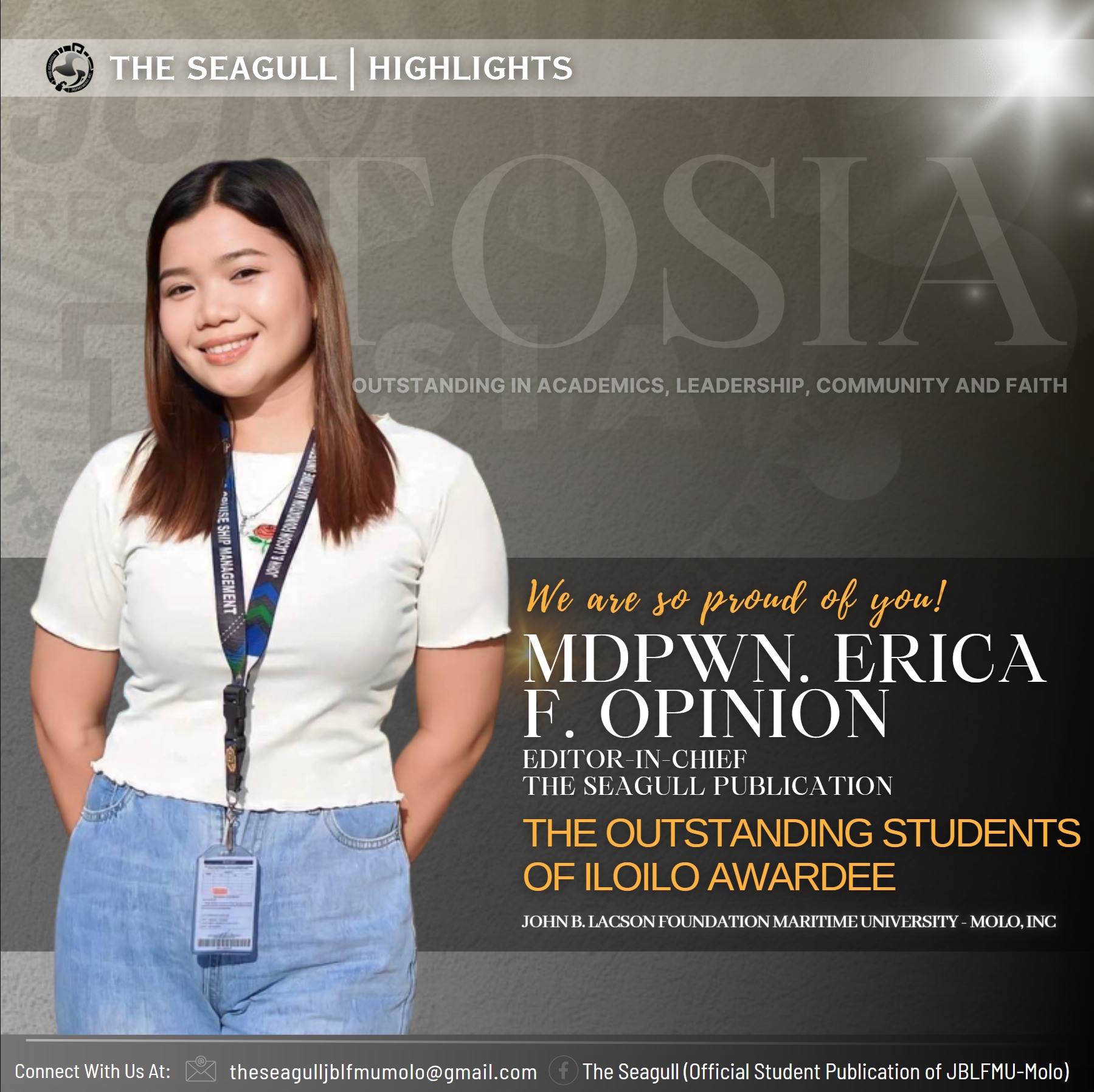 Opinion emerge to the roster of top 10 TOSIA Finalist college awardees